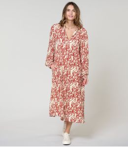 GULIA PASTEL BRIQUE ROBE en Viscose - - Storiatipic GULIA PASTEL BRIQUE ROBE en Viscose - - Storiatipic