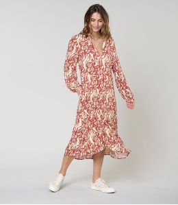 GULIA PASTEL BRIQUE ROBE en Viscose - - Storiatipic GULIA PASTEL BRIQUE ROBE en Viscose - - Storiatipic