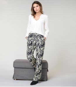 SASHA PASTEL NOIR PANTALON en Viscose - - Storiatipic SASHA PASTEL NOIR PANTALON en Viscose - - Storiatipic