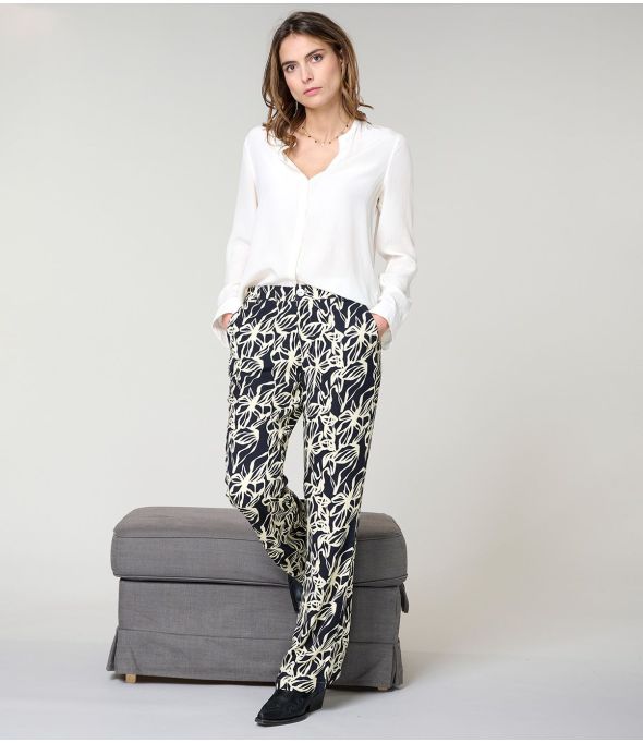 SASHA PASTEL ZWARTE VISCOSE BROEK - - Storiatipic