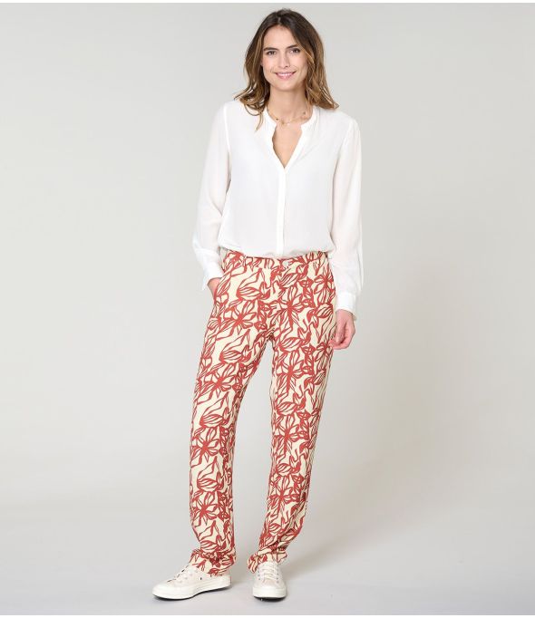 LENY PASTEL BRIQUE PANTALON en Viscose - - Storiatipic