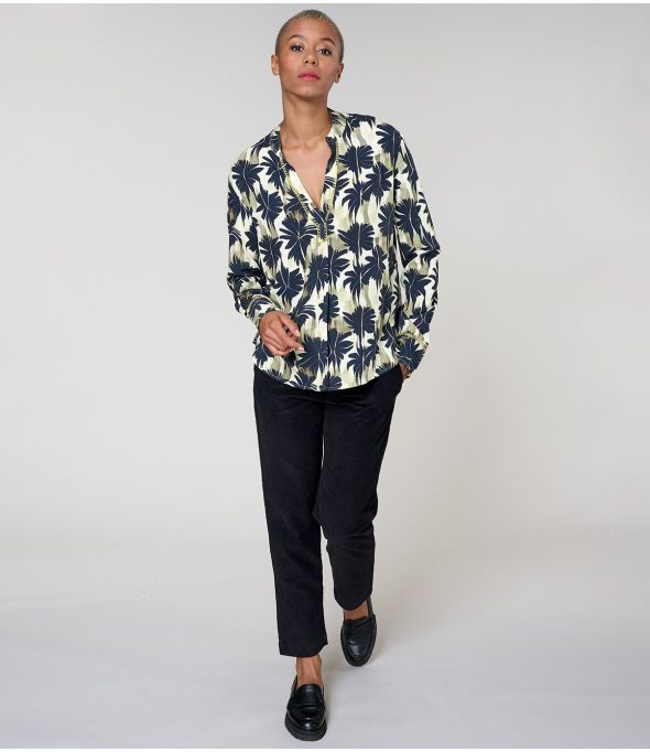 MILA HIBIS NOIR BLOUSE en Viscose - - Storiatipic