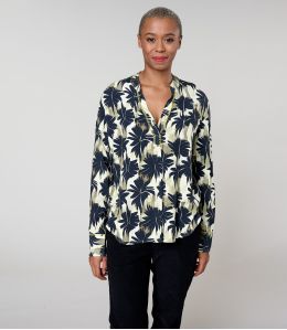 MILA HIBIS NOIR BLOUSE en Viscose - - Storiatipic MILA HIBIS NOIR BLOUSE en Viscose - - Storiatipic