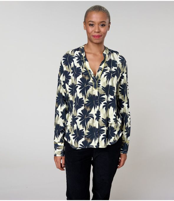 MILA HIBIS NOIR BLOUSE en Viscose - - Storiatipic