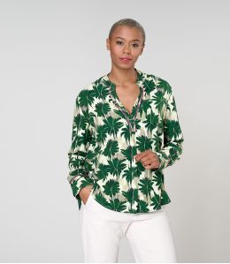 MILA HIBIS GREEN Blusa de viscosa - - Storiatipic MILA HIBIS GREEN Blusa de viscosa - - Storiatipic