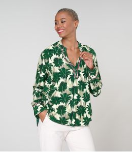 MILA HIBIS GREEN Blusa de viscosa - - Storiatipic MILA HIBIS GREEN Blusa de viscosa - - Storiatipic