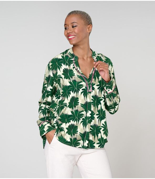 MILA HIBIS GROENE Viscose blouse - - Storiatipic