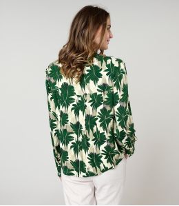 SARA HIBIS VERT BLOUSE en Viscose - - Storiatipic SARA HIBIS VERT BLOUSE en Viscose - - Storiatipic