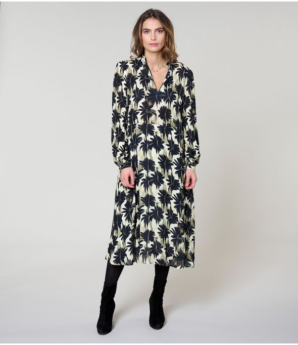 GULIA HIBIS NOIR ROBE en Viscose - - Storiatipic