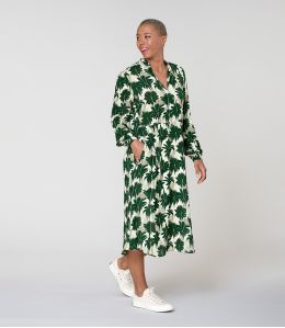 GULIA HIBIS VERT ROBE en Viscose - - Storiatipic GULIA HIBIS VERT ROBE en Viscose - - Storiatipic
