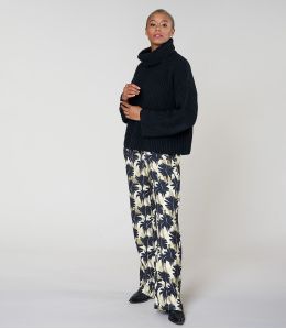 SASHA HIBIS NOIR PANTALON en Viscose - - Storiatipic SASHA HIBIS NOIR PANTALON en Viscose - - Storiatipic