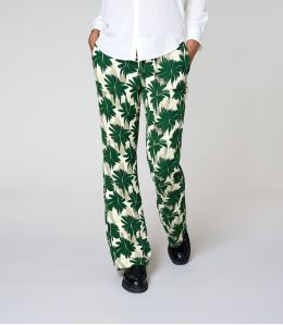 Pantalón de viscosa SASHA HIBIS GREEN - - Storiatipic Pantalón de viscosa SASHA HIBIS GREEN - - Storiatipic