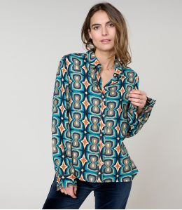 FRAN KHAN BLEU CHEMISE en Viscose - - Storiatipic FRAN KHAN BLEU CHEMISE en Viscose - - Storiatipic