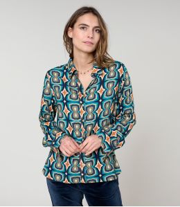FRAN KHAN BLEU CHEMISE en Viscose - - Storiatipic FRAN KHAN BLEU CHEMISE en Viscose - - Storiatipic