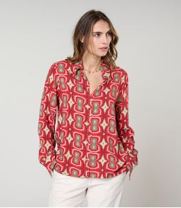 FRAN KHAN ROUGE CHEMISE en Viscose - - Storiatipic FRAN KHAN ROUGE CHEMISE en Viscose - - Storiatipic