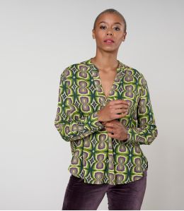 MILA KHAN GROENE Viscose blouse - - Storiatipic MILA KHAN GROENE Viscose blouse - - Storiatipic