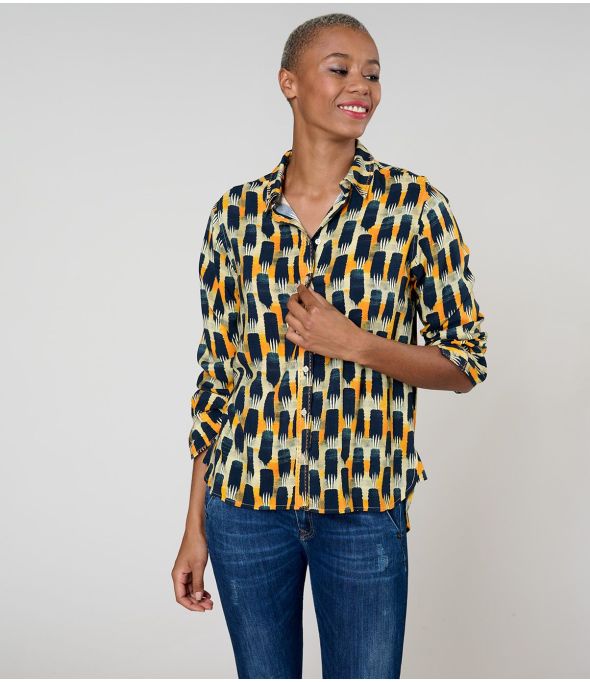 FRAN KUMI NAVY Hemd aus Viskose - - Storiatipic