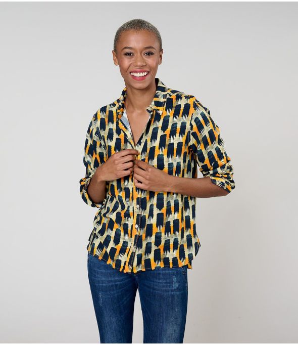 FRAN KUMI NAVY Hemd aus Viskose - - Storiatipic
