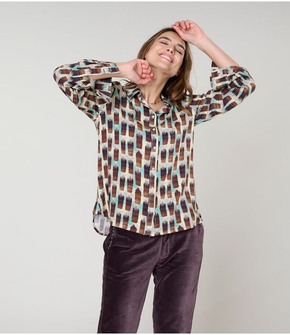 FRAN KUMI PLUM Hemd aus Viskose - - Storiatipic