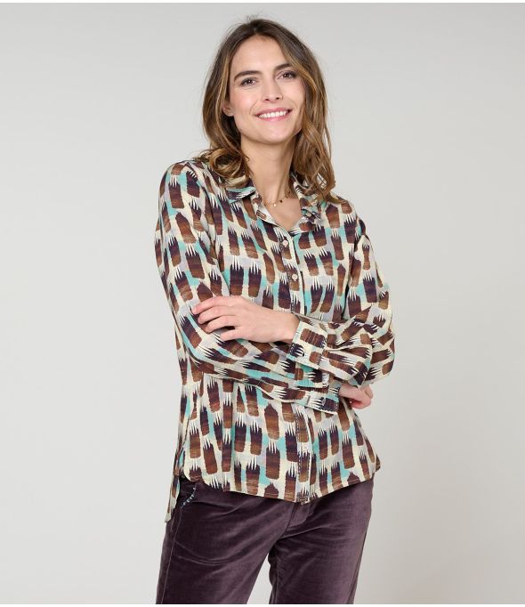 FRAN KUMI PLUM Hemd aus Viskose - - Storiatipic