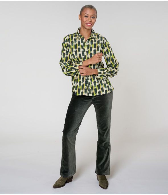 FRAN KUMI GREEN Camicia in viscosa - - Storiatipic