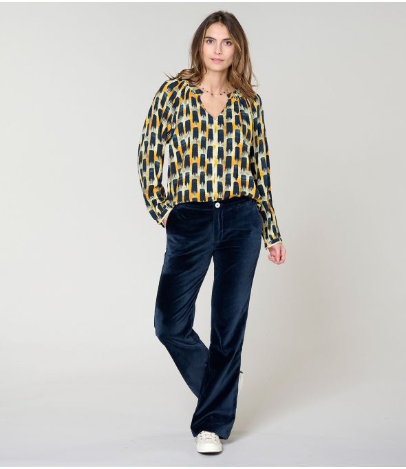 IRIS KUMI MARINEBLAUWE BLOUSE in viscose - - Storiatipic