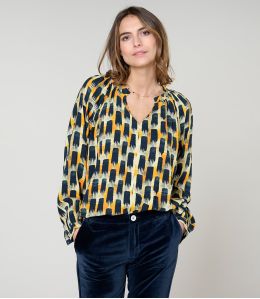 IRIS KUMI MARINE BLOUSE en Viscose - - Storiatipic IRIS KUMI MARINE BLOUSE en Viscose - - Storiatipic