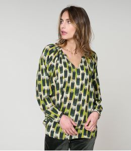 IRIS KUMI VERT BLOUSE en Viscose - - Storiatipic IRIS KUMI VERT BLOUSE en Viscose - - Storiatipic