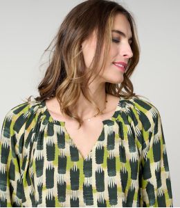 IRIS KUMI VERT BLOUSE en Viscose - - Storiatipic IRIS KUMI VERT BLOUSE en Viscose - - Storiatipic