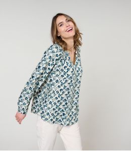 IRIS VERO BLEU BLOUSE en Viscose - - Storiatipic IRIS VERO BLEU BLOUSE en Viscose - - Storiatipic