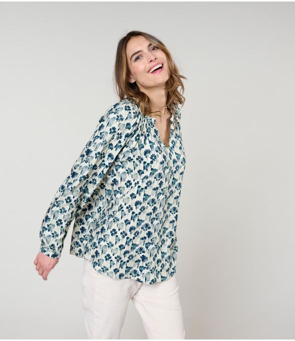 IRIS VERO BLAUWE BLOUSE in viscose - - Storiatipic