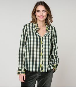 FRAN CHECK KAKI CHEMISE en Coton - - Storiatipic FRAN CHECK KAKI CHEMISE en Coton - - Storiatipic