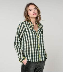 FRAN CHECK KAKI CHEMISE en Coton - - Storiatipic FRAN CHECK KAKI CHEMISE en Coton - - Storiatipic