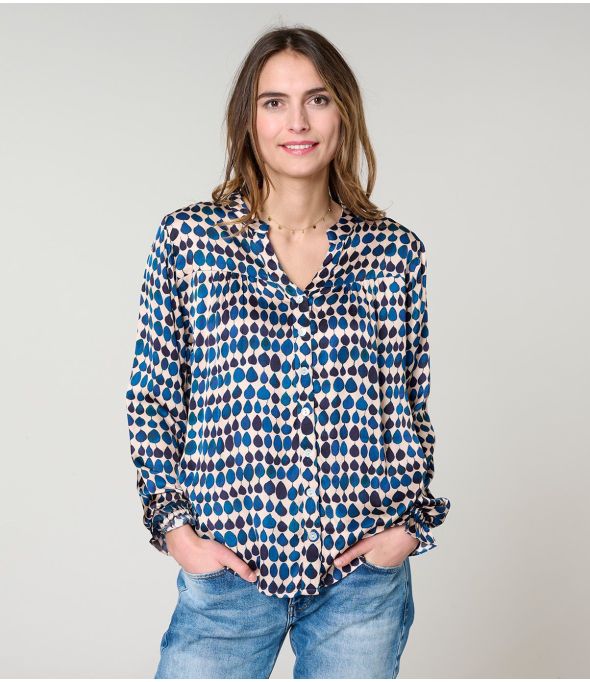 NAEL GOTA BLEU BLOUSE en Modal - - Storiatipic