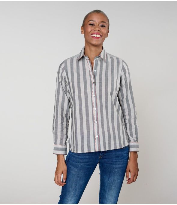 FRAN WEAVE GRIS CHEMISE en Coton - - Storiatipic