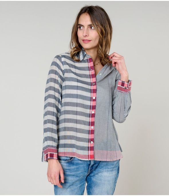 CAMICIA FRAN WEAVE IN COTONE BLU - - Storiatipic