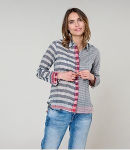 CAMICIA FRAN WEAVE IN COTONE BLU - - Storiatipic CAMICIA FRAN WEAVE IN COTONE BLU - - Storiatipic