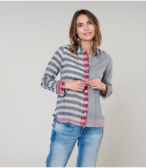 CAMICIA FRAN WEAVE IN COTONE BLU - - Storiatipic