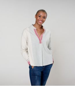 MILA WEAVE GRIS BLOUSE en Coton - - Storiatipic MILA WEAVE GRIS BLOUSE en Coton - - Storiatipic