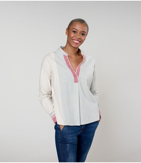 MILA WEAVE GRIS BLOUSE en Coton - - Storiatipic