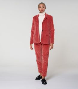 LOU VELOURS UNI BRIQUE VESTE en Viscose - - Storiatipic LOU VELOURS UNI BRIQUE VESTE en Viscose - - Storiatipic