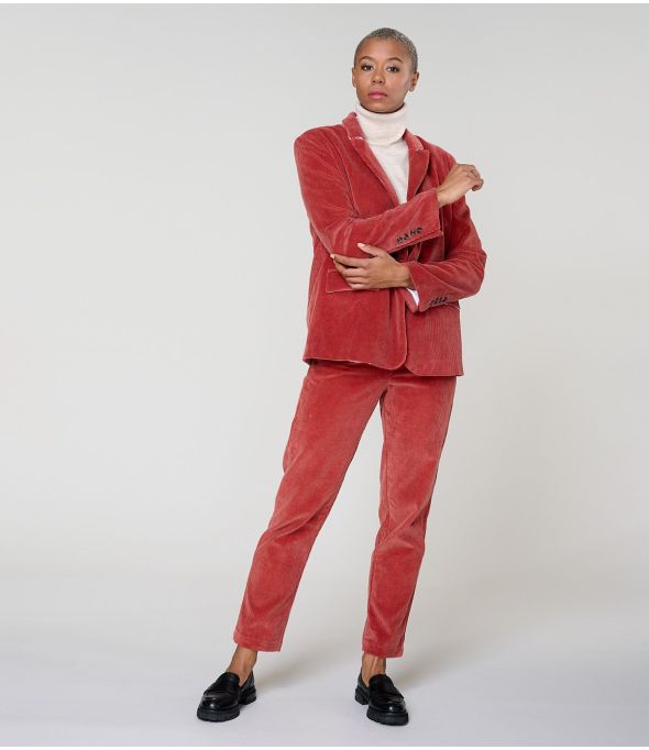 LOU PLAIN JACKE AUS SAMT ZIEGELFARBENER VISKOSE - - Storiatipic