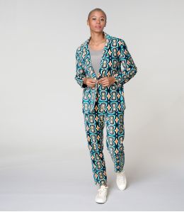 LENY KHAN BLEU PANTALON en Coton - - Storiatipic LENY KHAN BLEU PANTALON en Coton - - Storiatipic