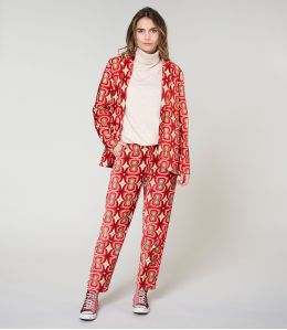 LENY KHAN ROUGE PANTALON en Coton - - Storiatipic LENY KHAN ROUGE PANTALON en Coton - - Storiatipic