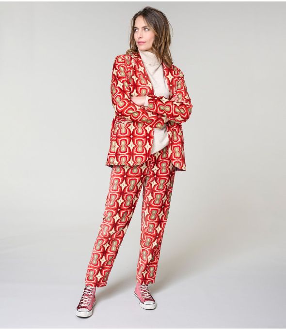 LENY KHAN PANTALONE ROSSO IN COTONE - - Storiatipic