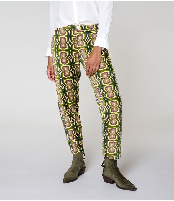 LENY KHAN PANTALONE VERDE IN COTONE - - Storiatipic