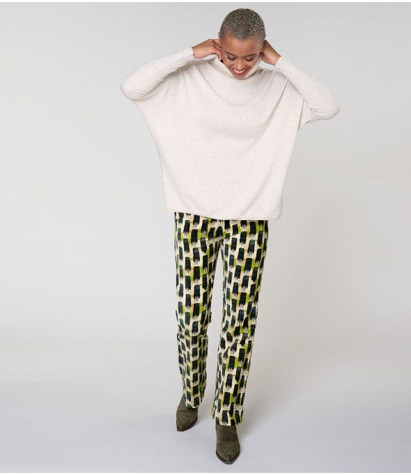 SASHA KUMI VERT PANTALON en Coton - - Storiatipic