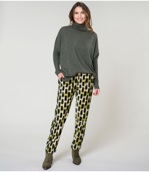 LENY KUMI VERT PANTALON en Coton - - Storiatipic