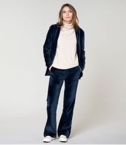 SASHA VELOURS UNI MARINE PANTALON en Coton - - Storiatipic SASHA VELOURS UNI MARINE PANTALON en Coton - - Storiatipic