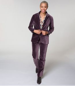 SASHA VELOURS UNI PRUNE PANTALON en Coton - - Storiatipic SASHA VELOURS UNI PRUNE PANTALON en Coton - - Storiatipic